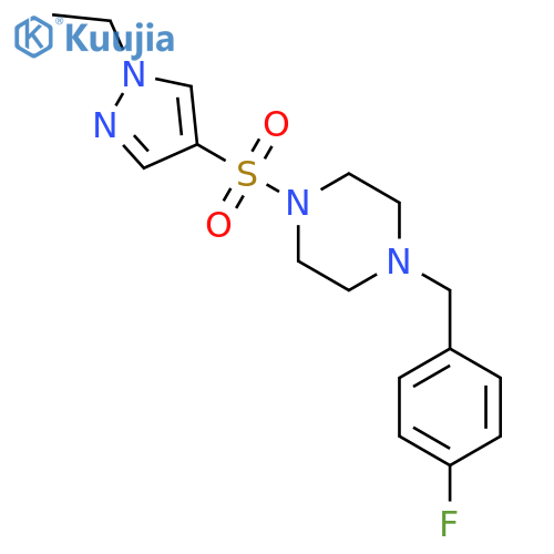 1-(1-Ethyl-1H-pyrazole-4-sulfonyl)-4-(4-fluoro-benzyl)-piperazine structure