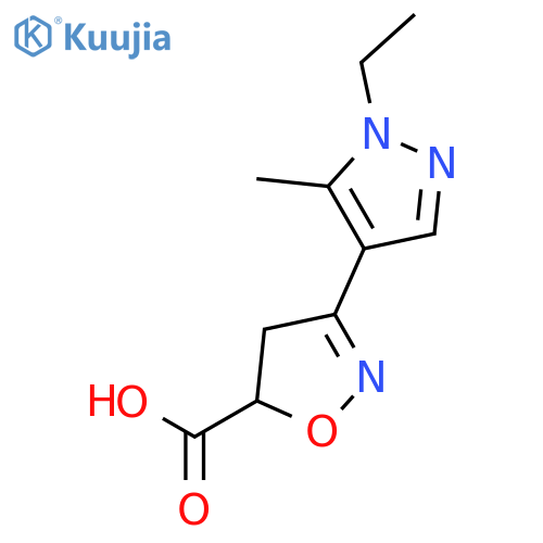 3-(1-Ethyl-5-methyl-1H-pyrazol-4-yl)-4,5-dihydroisoxazole-5-carboxylic acid structure