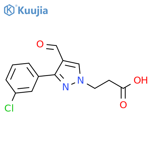 3-3-(3-chlorophenyl)-4-formyl-1H-pyrazol-1-ylpropanoic acid structure