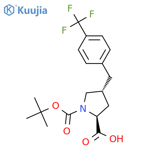 (2S,4R)-1-(tert-Butoxycarbonyl)-4-(4-(trifluoromethyl)benzyl)pyrrolidine-2-carboxylic acid structure