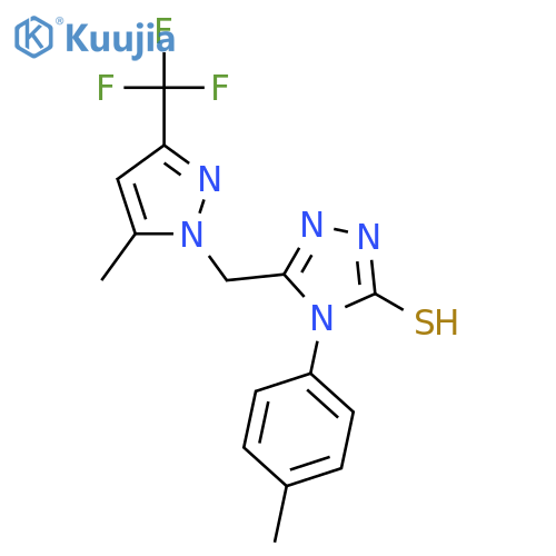 <br>5-(5-Methyl-3-trifluoromethyl-pyrazol-1-ylmethyl)-4-p-tolyl-4H-[1,2,4]triaz ole-3-thiol structure