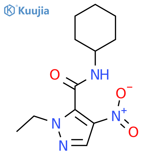 N-cyclohexyl-1-ethyl-4-nitro-1H-pyrazole-5-carboxamide structure