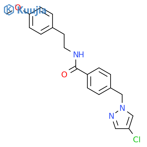 4-[(4-chloro-1H-pyrazol-1-yl)methyl]-N-[2-(4-methoxyphenyl)ethyl]benzamide structure
