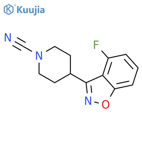 1-Piperidinecarbonitrile, 4-(4-fluoro-1,2-benzisoxazol-3-yl)- structure