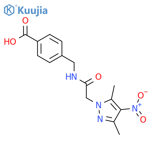 4-({[(3,5-dimethyl-4-nitro-1H-pyrazol-1-yl)acetyl]amino}methyl)benzoic acid structure