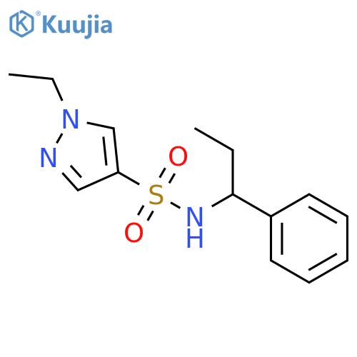 1-Ethyl-1H-pyrazole-4-sulfonic acid (1-phenyl-propyl)-amide structure