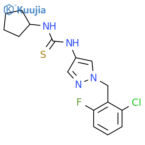 1-[1-(2-Chloro-6-fluoro-benzyl)-1H-pyrazol-4-yl]-3-cyclopentyl-thiourea structure