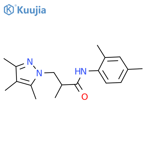 N-(2,4-dimethylphenyl)-2-methyl-3-(3,4,5-trimethyl-1H-pyrazol-1-yl)propanamide structure