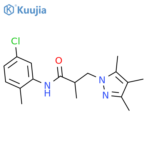 N-(5-chloro-2-methylphenyl)-2-methyl-3-(3,4,5-trimethyl-1H-pyrazol-1-yl)propanamide structure
