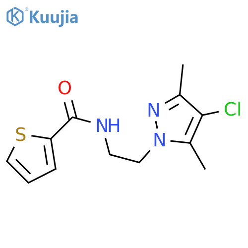 N-2-(4-chloro-3,5-dimethyl-1H-pyrazol-1-yl)ethylthiophene-2-carboxamide structure