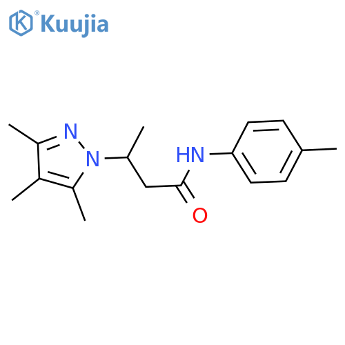 N-(4-methylphenyl)-3-(3,4,5-trimethyl-1H-pyrazol-1-yl)butanamide structure