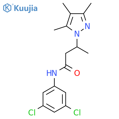 N-(3,5-dichlorophenyl)-3-(3,4,5-trimethyl-1H-pyrazol-1-yl)butanamide structure