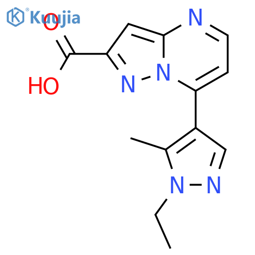 7-(1-Ethyl-5-methyl-1H-pyrazol-4-yl)-pyrazolo-1,5-apyrimidine-2-carboxylic Acid structure