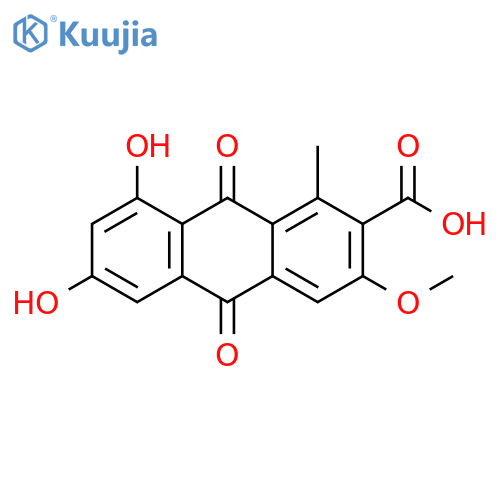 2-Anthracenecarboxylic acid, 9,10-dihydro-6,8-dihydroxy-3-methoxy-1-methyl-9,10-dioxo- structure