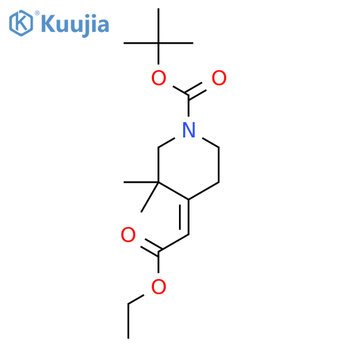 tert-butyl (4E)-4-(2-ethoxy-2-oxoethylidene)-3,3-dimethylpiperidine-1-carboxylate structure