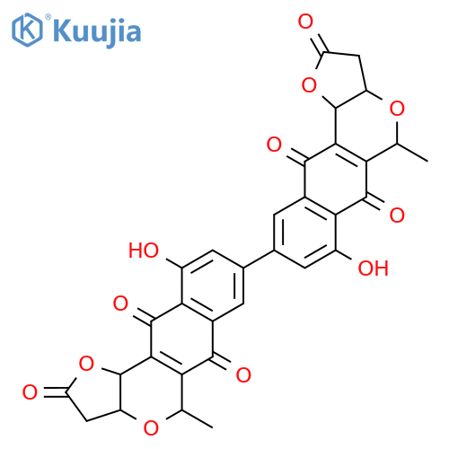 [8,8'-Bi-2H-furo[3,2-b]naphtho[2,3-d]pyran]-2,2',6,6',11,11'-hexone,3,3',3'a,3a,5,5',11'b,11b-octahydro-10,10'-dihydroxy-5,5'-dimethyl-,(3'aS,3aS,5S,5'S,11'bS,11bS)- structure