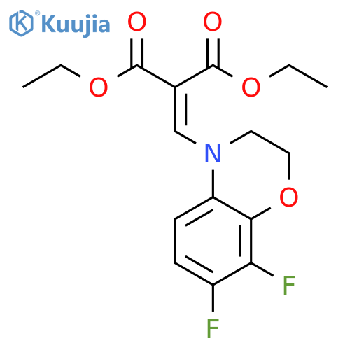 Propanedioic acid, 2-[(7,8-difluoro-2,3-dihydro-4H-1,4-benzoxazin-4-yl)methylene]-, 1,3-diethyl ester structure