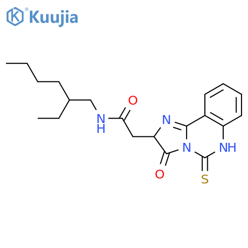 N-(2-ethylhexyl)-2-{3-oxo-5-sulfanylidene-2H,3H,5H,6H-imidazo1,2-cquinazolin-2-yl}acetamide structure