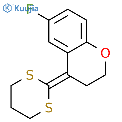 2H-1-Benzopyran, 4-(1,3-dithian-2-ylidene)-6-fluoro-3,4-dihydro- structure