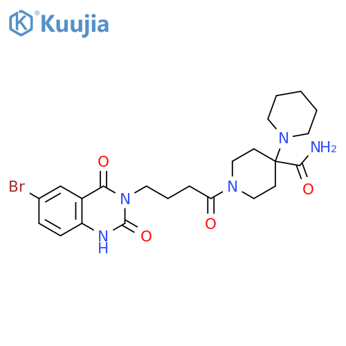 1'-4-(6-bromo-2,4-dioxo-1,2,3,4-tetrahydroquinazolin-3-yl)butanoyl-1,4'-bipiperidine-4'-carboxamide structure