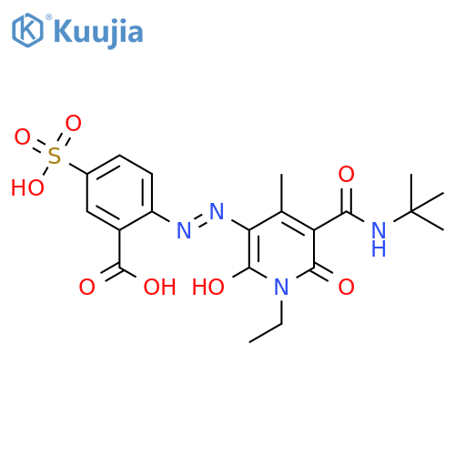 Benzoic  acid,  2-[2-[5-[[(1,1-dimethylethyl)amino]carbonyl]-1-ethyl-1,6-dihydro-2-hydroxy-4-methyl-6-oxo-3-pyridinyl]diazenyl]-5-sulfo- structure