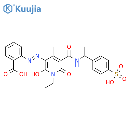 Benzoic  acid,  2-[2-[1-ethyl-1,6-dihydro-2-hydroxy-4-methyl-6-oxo-5-[[[1-(4-sulfophenyl)ethyl]amino]carbonyl]-3-pyridinyl]diazenyl]- structure