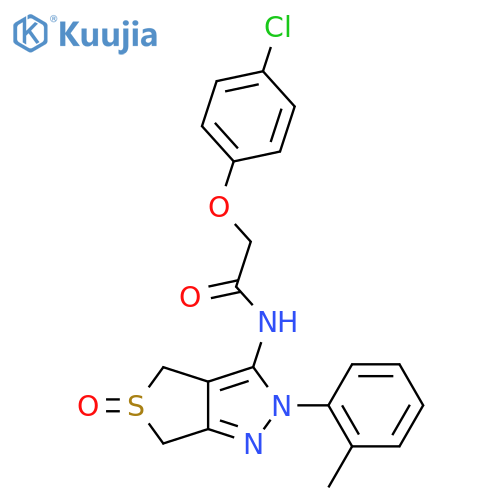 2-(4-chlorophenoxy)-N-2-(2-methylphenyl)-5-oxo-2H,4H,6H-5lambda4-thieno3,4-cpyrazol-3-ylacetamide structure