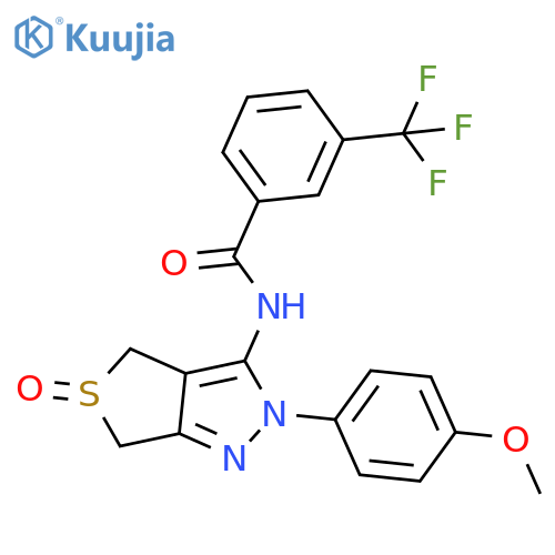 N-2-(4-methoxyphenyl)-5-oxo-2H,4H,6H-5lambda4-thieno3,4-cpyrazol-3-yl-3-(trifluoromethyl)benzamide structure
