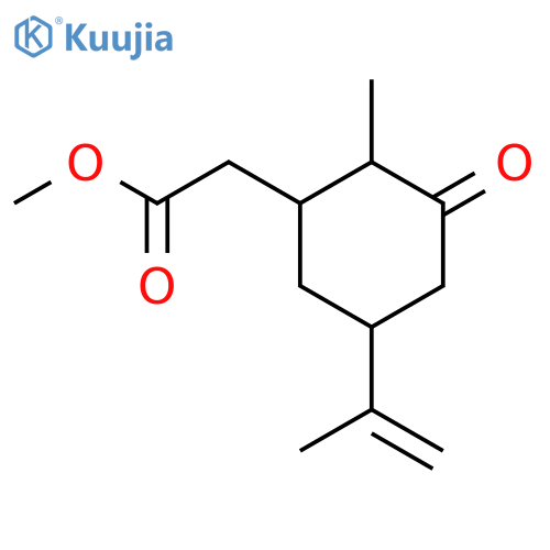 Cyclohexaneacetic acid,2-methyl-5-(1-methylethenyl)-3-oxo-, methyl ester structure