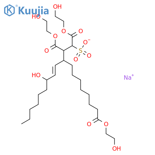 Sodium 1,2,10-tris(2-hydroxyethyl) 3-(3-hydroxynon-1-enyl)-1-sulphonatodecane-1,2,10-tricarboxylate structure
