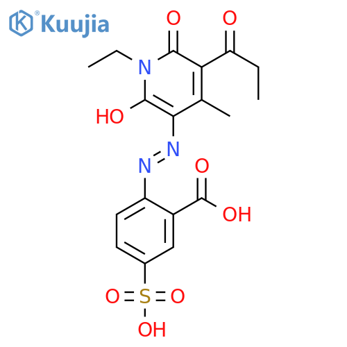 Benzoic  acid,  2-[2-[1-ethyl-1,6-dihydro-2-hydroxy-4-methyl-6-oxo-5-(1-oxopropyl)-3-pyridinyl]diazenyl]-5-sulfo- structure