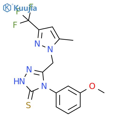 3H-1,2,4-Triazole-3-thione,  2,4-dihydro-4-(3-methoxyphenyl)-5-[[5-methyl-3-(trifluoromethyl)-1H-pyrazol-1-yl]methyl]- structure