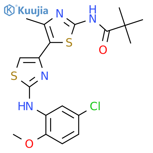 N-{2-[(5-chloro-2-methoxyphenyl)amino]-4'-methyl-4,5'-bi-1,3-thiazol-2'-yl}-2,2-dimethylpropanamide structure