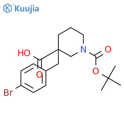 1-Boc-3-(4-bromobenzyl)-3-piperidinecarboxylic acid structure
