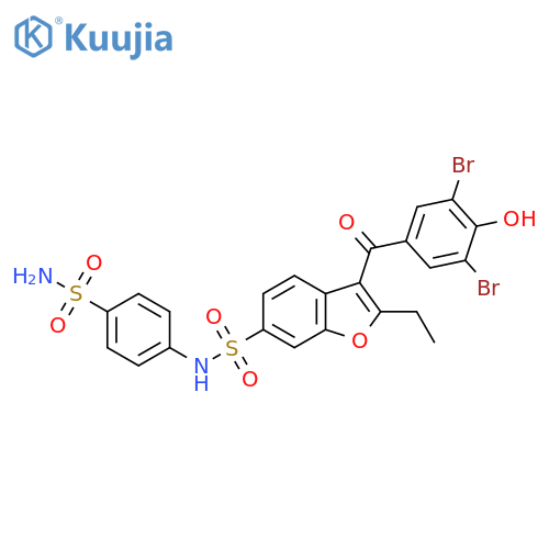 3-(3,5-Dibromo-4-hydroxybenzoyl)-2-ethyl-N-(4-sulfamoylphenyl)benzofuran-6-sulfonamide structure