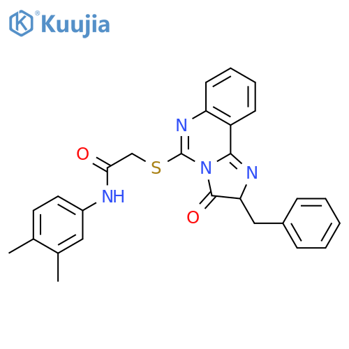 2-({2-benzyl-3-oxo-2H,3H-imidazo1,2-cquinazolin-5-yl}sulfanyl)-N-(3,4-dimethylphenyl)acetamide structure