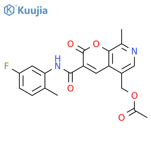 {3-(5-fluoro-2-methylphenyl)carbamoyl-8-methyl-2-oxo-2H-pyrano2,3-cpyridin-5-yl}methyl acetate structure