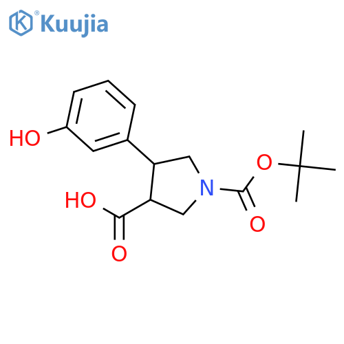 (3S,4R)-1-tert-butoxycarbonyl-4-(3-hydroxyphenyl)pyrrolidine-3-carboxylic acid structure