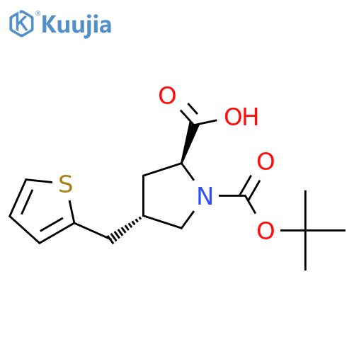 (2S,4S)-1-(tert-Butoxycarbonyl)-4-(thiophen-2-ylmethyl)pyrrolidine-2-carboxylic acid structure