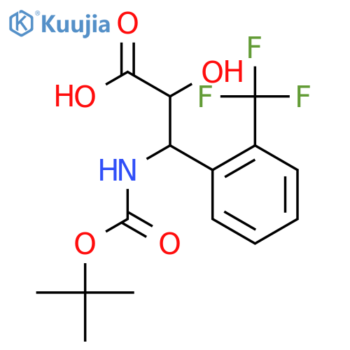 (2S,3S)-3-((tert-Butoxycarbonyl)amino)-2-hydroxy-3-(2-(trifluoromethyl)phenyl)propanoic acid structure