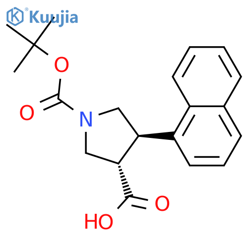 (3R,4S)-1-(tert-Butoxycarbonyl)-4-(naphthalen-1-yl)pyrrolidine-3-carboxylic acid structure
