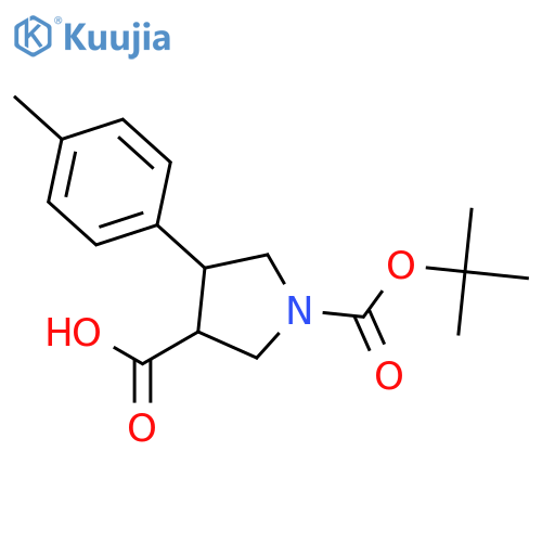 (3S,4R)-1-tert-butoxycarbonyl-4-(p-tolyl)pyrrolidine-3-carboxylic acid structure