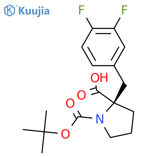 (R)-1-(tert-Butoxycarbonyl)-2-(3,4-difluorobenzyl)-pyrrolidine-2-carboxylic acid structure