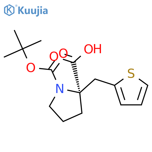 Boc-(R)-alpha-(2-thiophenylmethyl)-proline structure