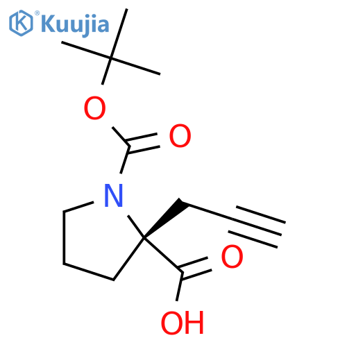 (R)-1-(tert-Butoxycarbonyl)-2-(prop-2-yn-1-yl)pyrrolidine-2-carboxylic acid structure