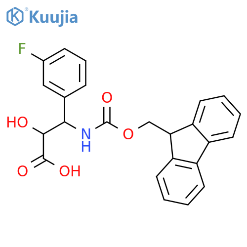 (2R,3R)-3-((((9H-Fluoren-9-yl)methoxy)carbonyl)amino)-3-(3-fluorophenyl)-2-hydroxypropanoic acid structure