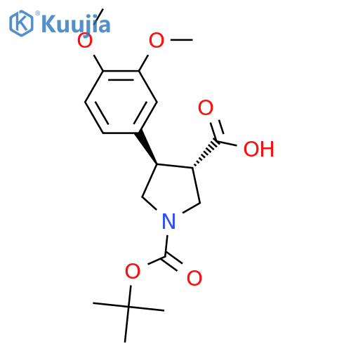 (3R,4S)-1-(tert-Butoxycarbonyl)-4-(3,4-dimethoxyphenyl)pyrrolidine-3-carboxylic acid structure
