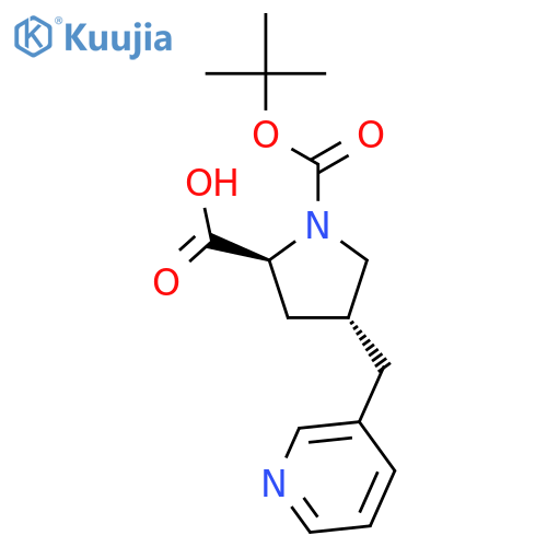 1,2-Pyrrolidinedicarboxylic acid, 4-(3-pyridinylmethyl)-, 1-(1,1-dimethylethyl) ester, (2S,4R)- structure