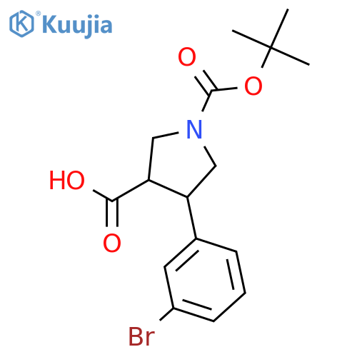 (3R,4S)-4-(3-Bromophenyl)-1-(tert-butoxycarbonyl)-pyrrolidine-3-carboxylic Acid structure