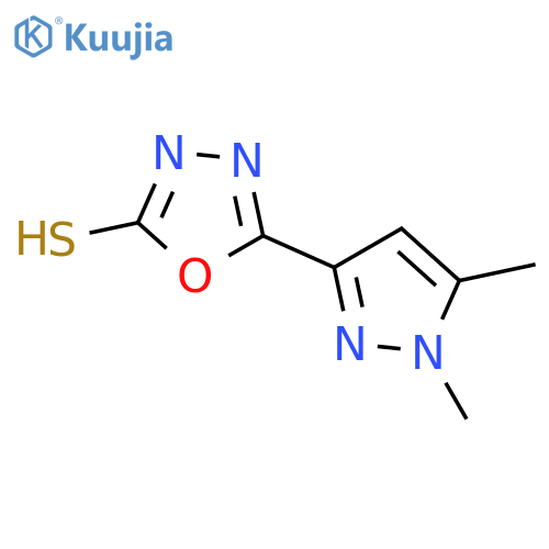 5-(1,5-dimethyl-1H-pyrazol-3-yl)-1,3,4-oxadiazole-2-thiol structure